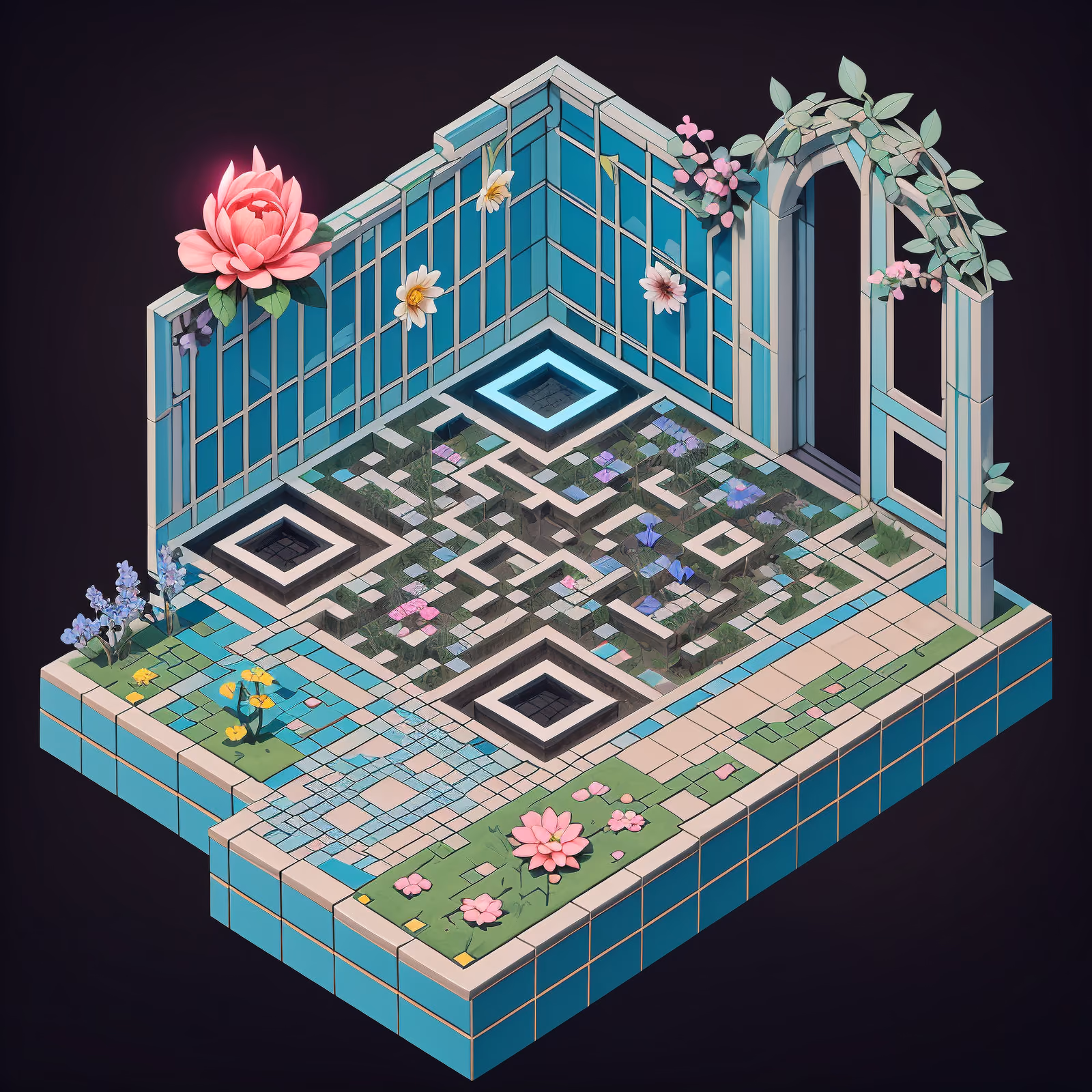 Isometric Magical Garden Puzzle QR Code Art — image 1