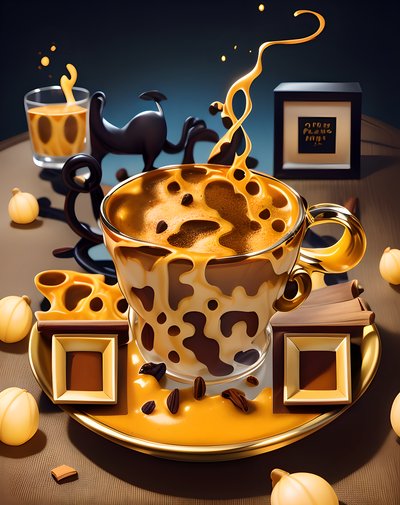 Golden Latte Cup 3D Illustration QR Code for Menus
