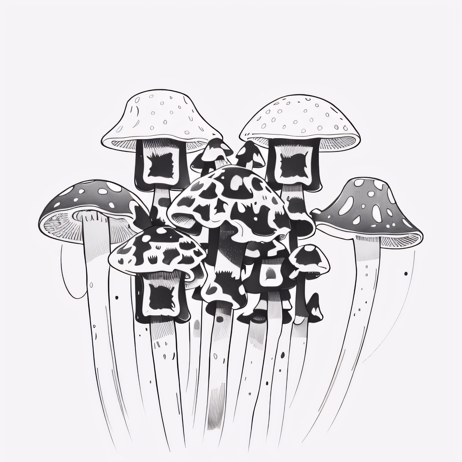 Spotted Mushroom Cluster Ink Tattoo QR Code for Temporary Tattoos — image 1