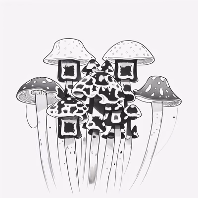 Spotted Mushroom Cluster Ink Tattoo QR Code for Temporary Tattoos — image 1