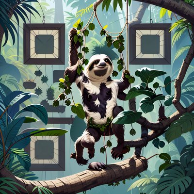 Sloth in Rainforest Digital Painting QR Code Art