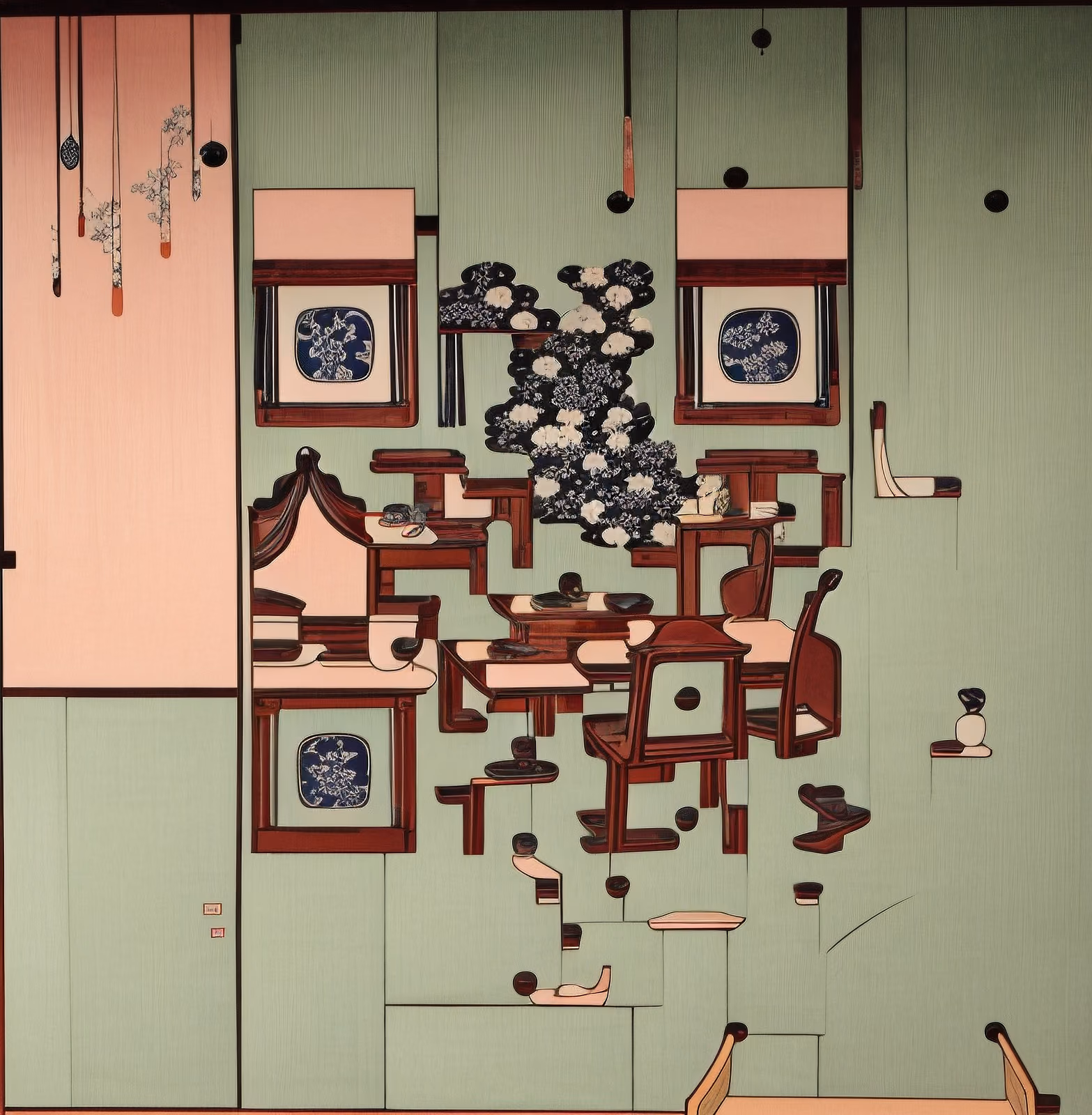 Japanese Style Furniture Interior QR Code Art — image 1