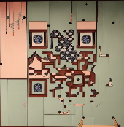 Japanese Style Furniture Interior QR Code Art — image 1