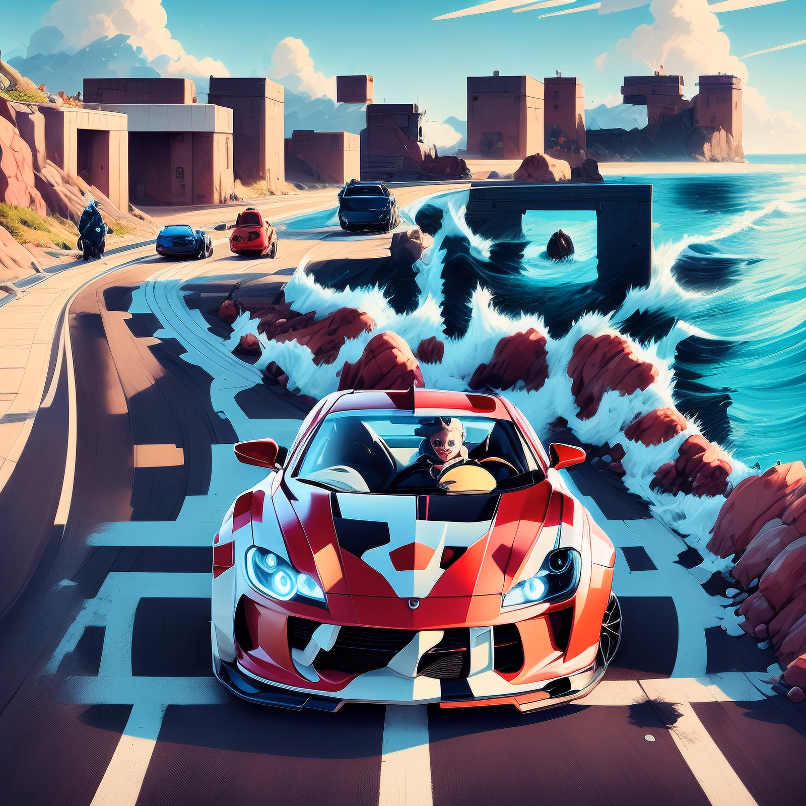 Red Sports Car Game Art QR Code for Posters — image 1