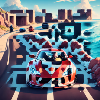 Red Sports Car Game Art QR Code for Posters — image 1