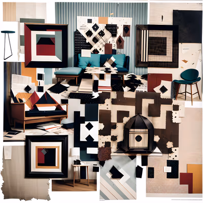 Mid Century Furniture Dada Collage QR Code Art — image 1