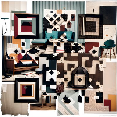 Mid Century Furniture Dada Collage QR Code Art