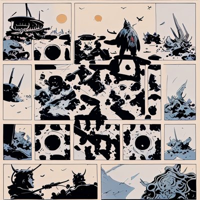 漫画荒原墨色二维码艺术,适用于海报