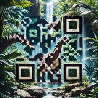 Dinosaur Waterfall Jungle Cinematic QR Code for Posters