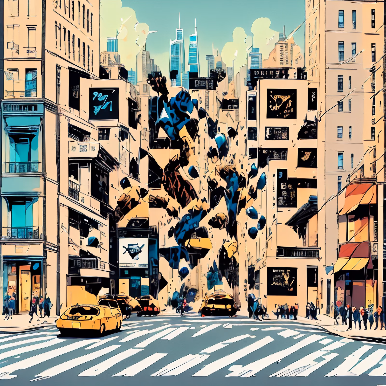 Comic Panel City Street QR Code for Posters — image 1