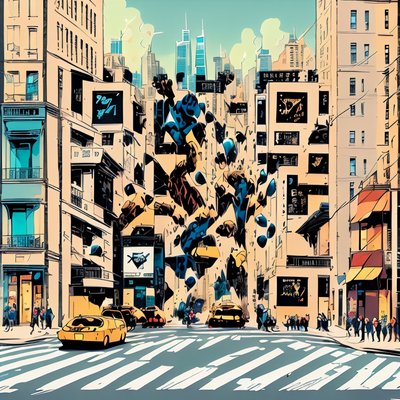 Comic Panel City Street QR Code for Posters