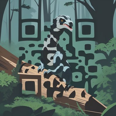 Velociraptor Forest Vector QR Code for Posters