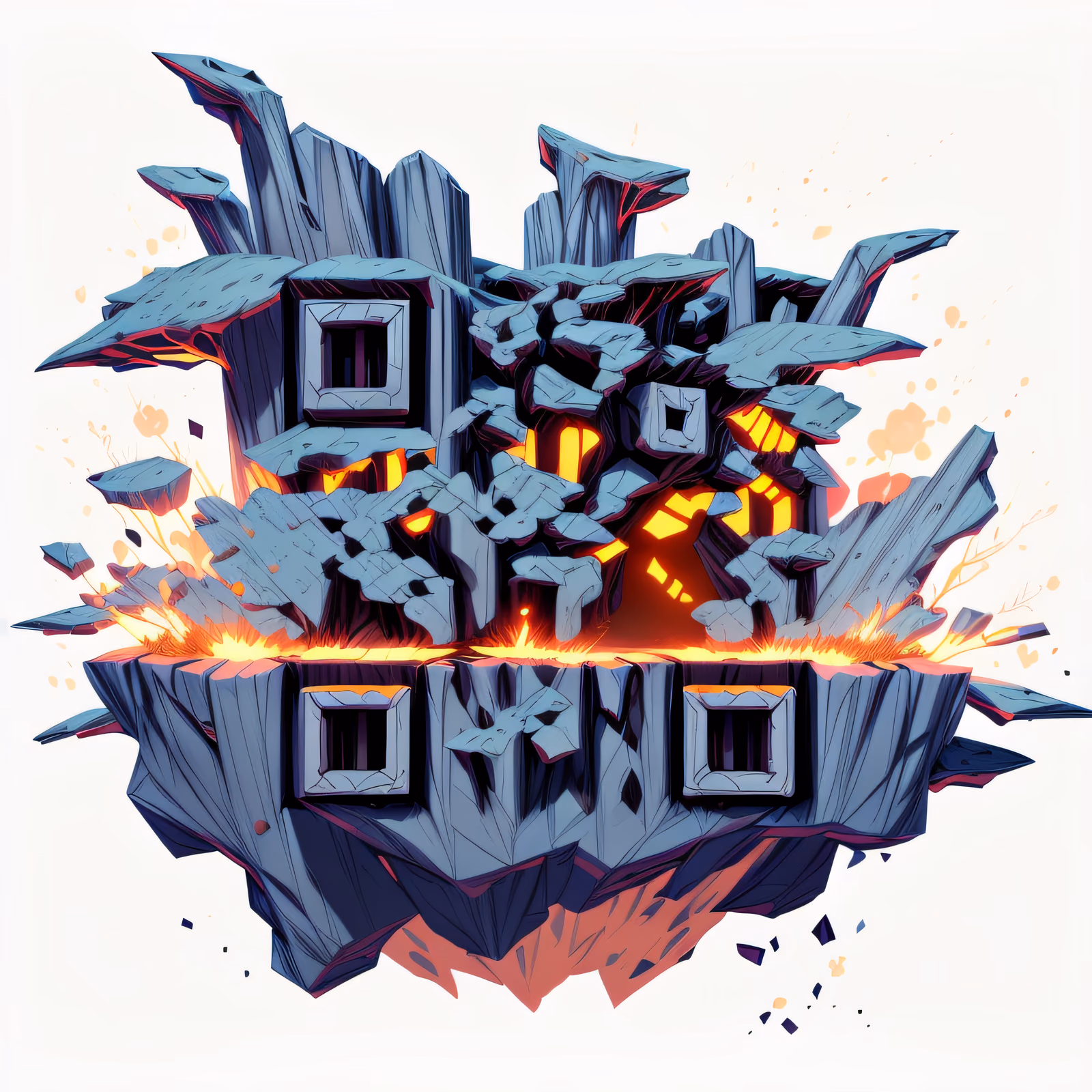 Парящий лавовый остров, игровая графика: QR-код для стикеров — изображение 1