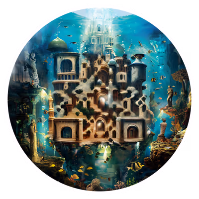 Underwater Palace Fantasy QR Code for Stickers — image 1