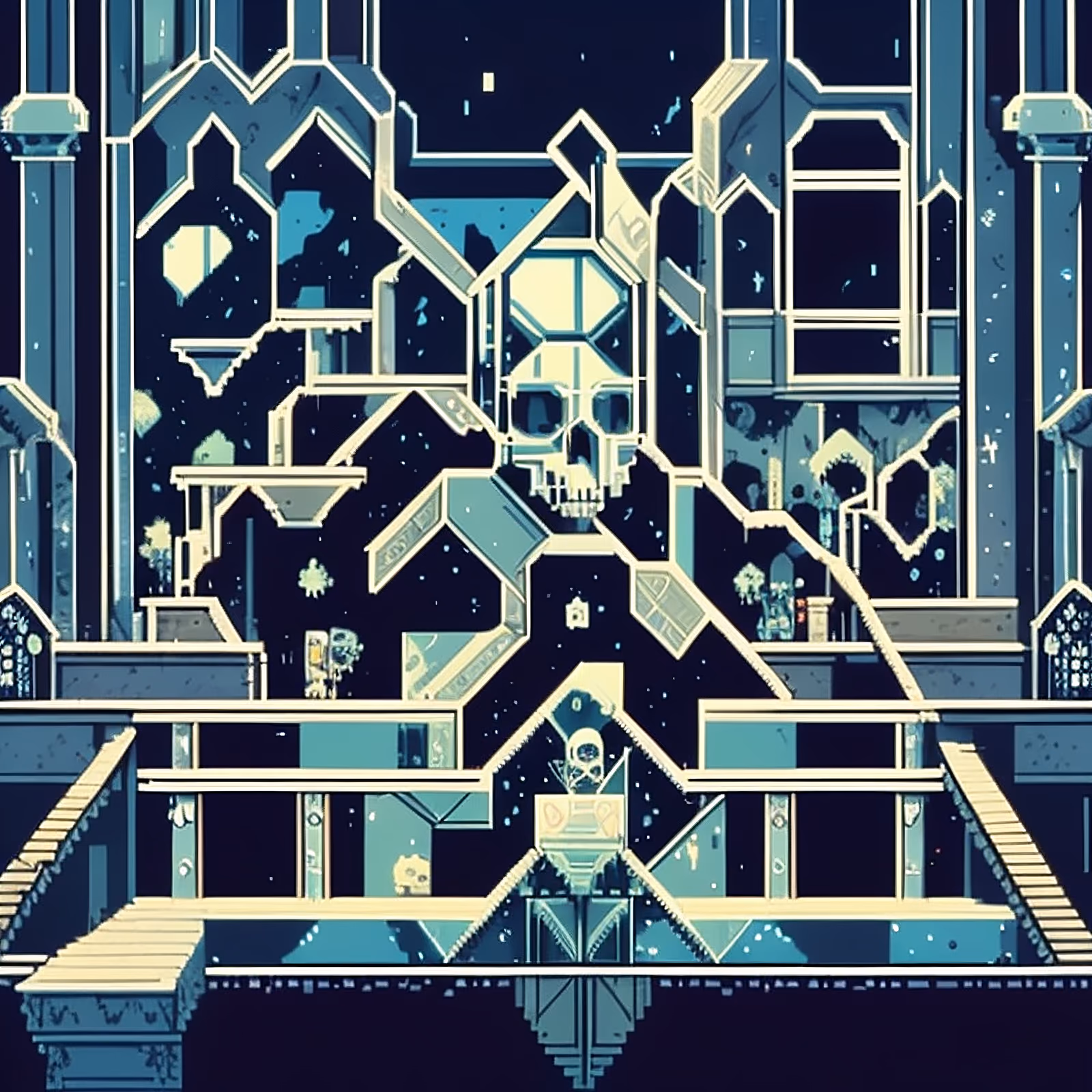 Skull Dungeon Pixel Game Scene QR Code for Posters — image 1