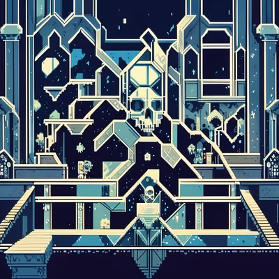 Skull Dungeon Pixel Game Scene QR Code for Posters — image 1