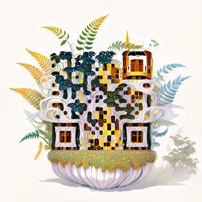 Fern Cottage Klimt Style QR Code Art — image 1