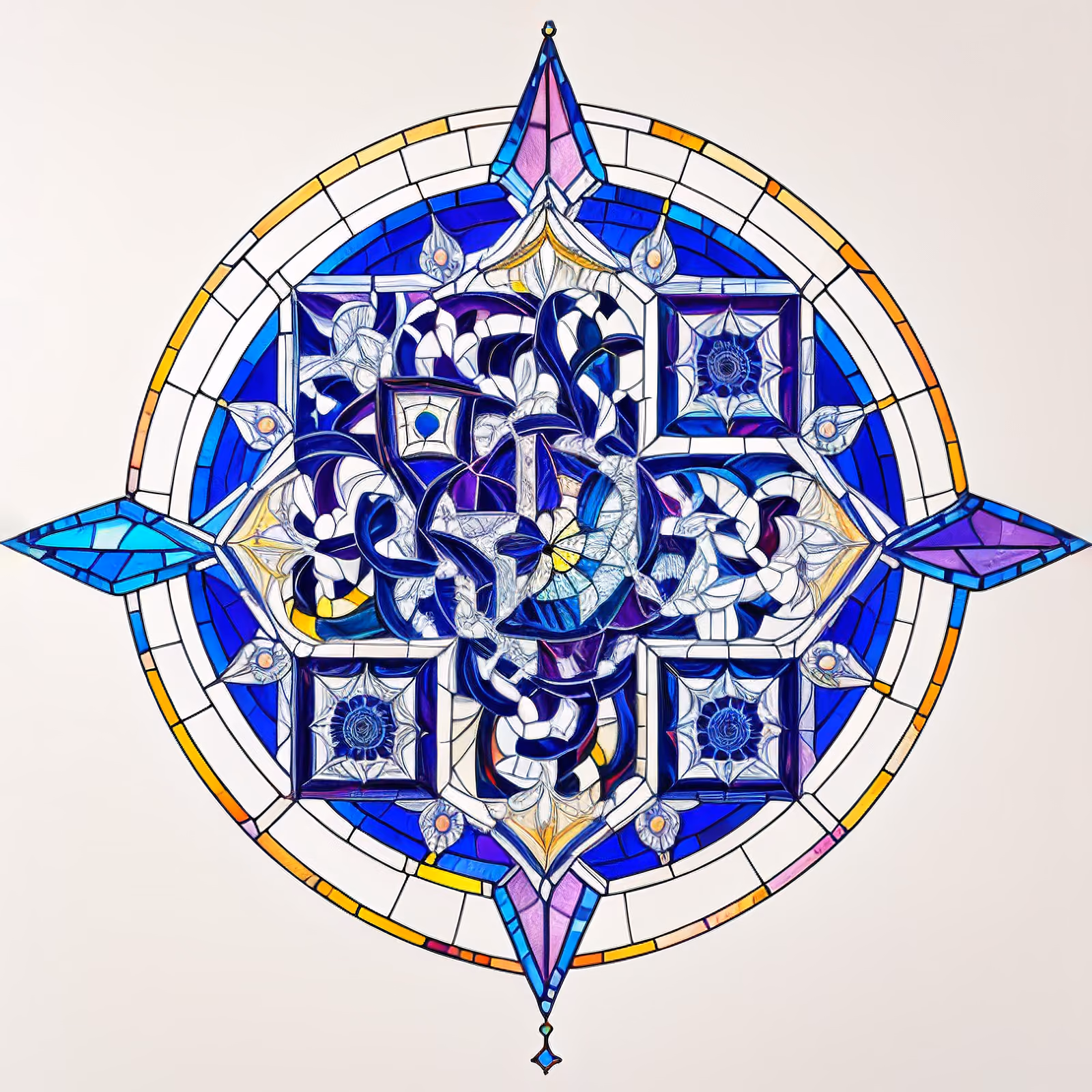 Blue Stained Glass Mandala QR Code Art — image 1