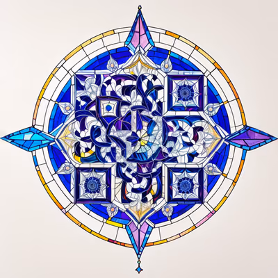Blue Stained Glass Mandala QR Code Art — image 1