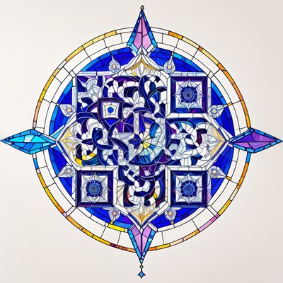 Blue Stained Glass Mandala QR Code Art
