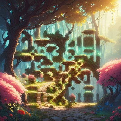 Enchanted Forest Path Matte Painting Tree QR Code Art