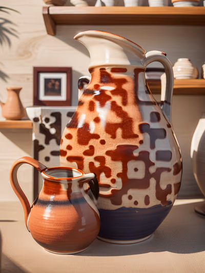 Glazed Ceramic Pitchers Photorealistic QR Code Art — image 1