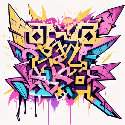 Wildstyle Graffiti Lettering Neon & Glow QR Code for Stickers — image 1