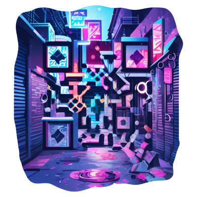 Neon Alley Cyberpunk QR Code for Stickers