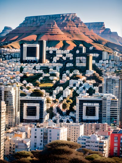 Cape Town Table Mountain Cityscape QR Code for Posters