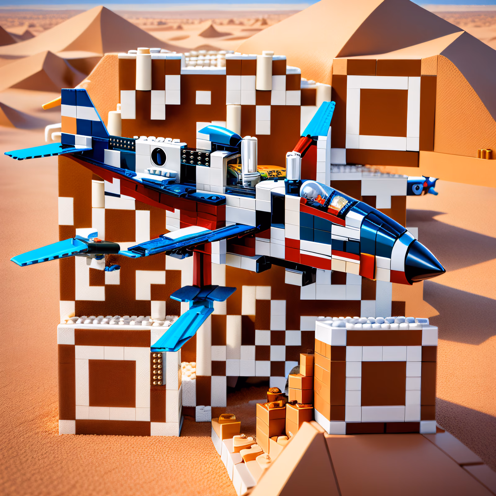 Самолёт из Лего над пустыней: 3D QR-код для постеров — изображение 1