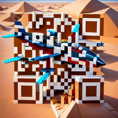 LEGO Jet Over Desert 3D QR Code for Posters