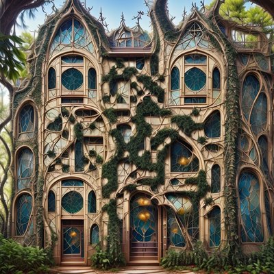Art Nouveau Ivy House QR Code Art