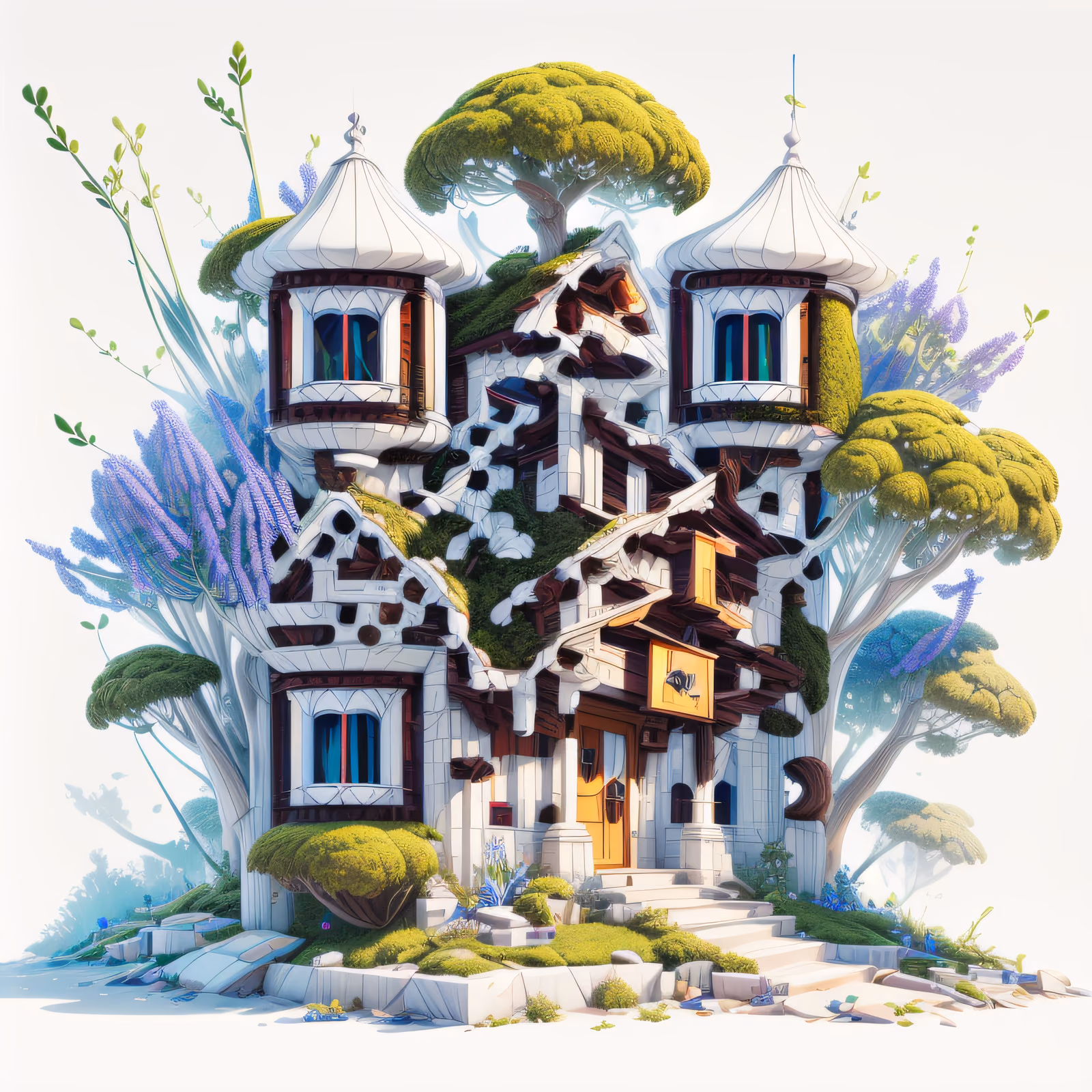 Mossy Fairytale House 3D Render QR Code Art — image 1