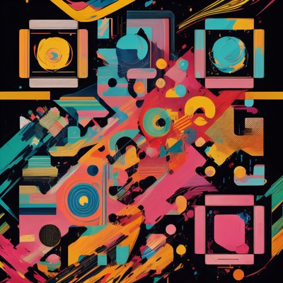Colorful Abstract Pop Art Geometric QR Code for Posters