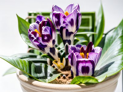 Purple Crocus Planter Photo QR Code Art