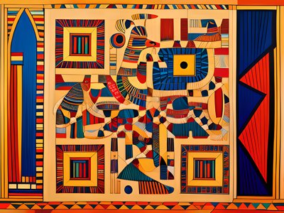 Egyptian Inspired Colorful Pattern QR Code Art