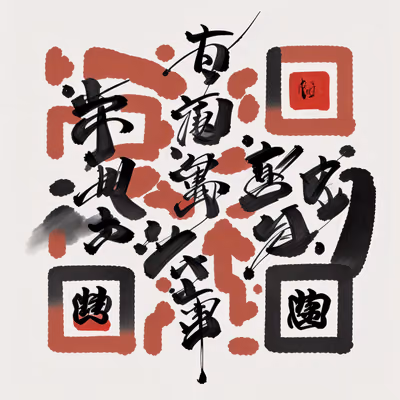 Japanese Sumi Calligraphy QR Code for Posters — image 1