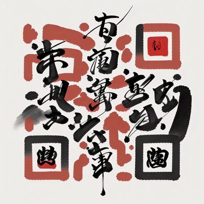 Japanese Sumi Calligraphy QR Code for Posters