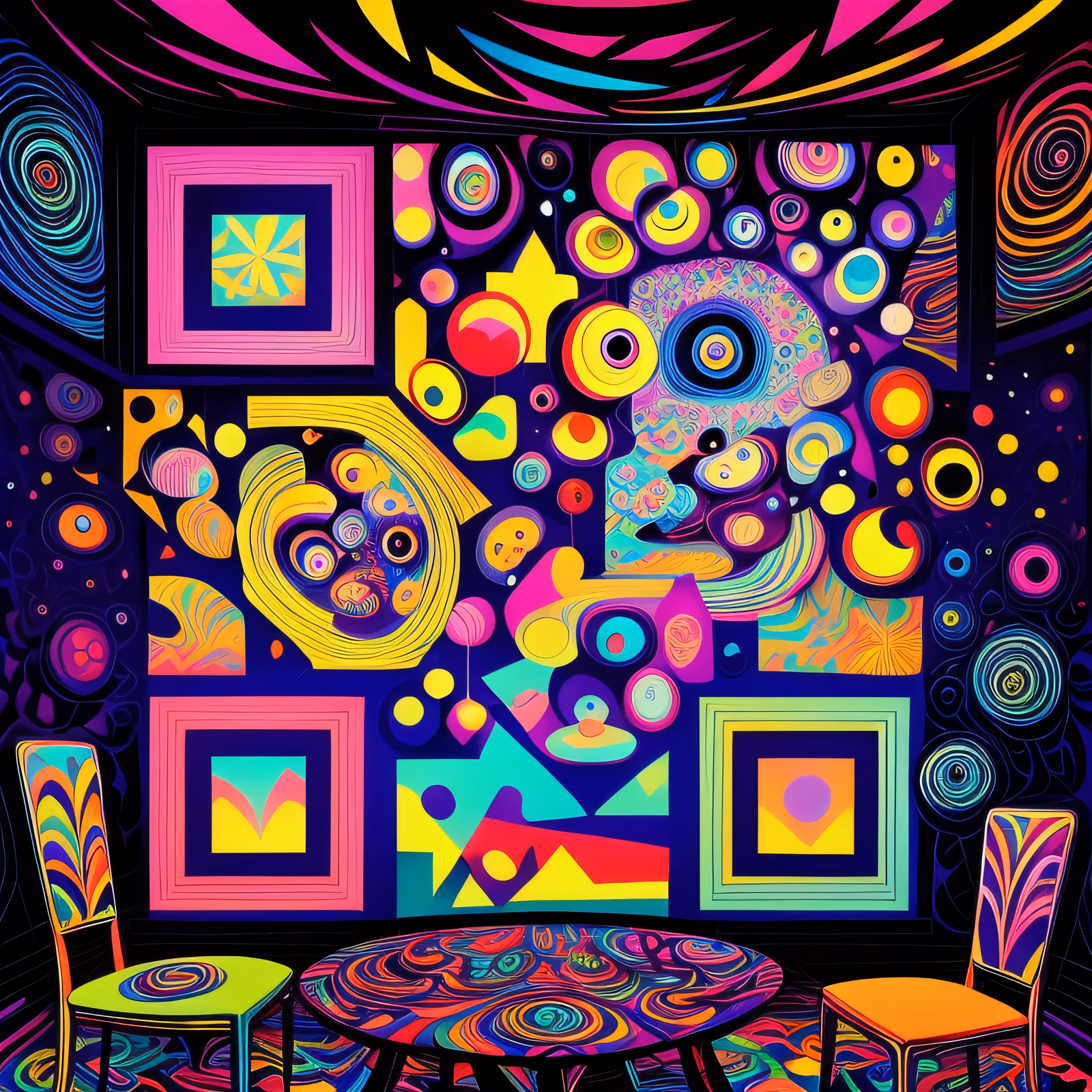 Psychedelic Room Interior QR Code for Posters — image 1