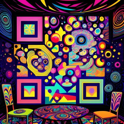 Psychedelic Room Interior QR Code for Posters