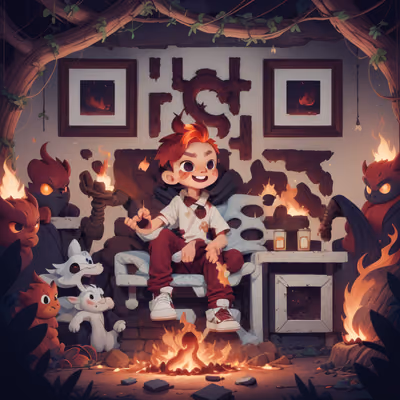 Kid Devil Fiery Throne 3D QR Code for Posters — image 1