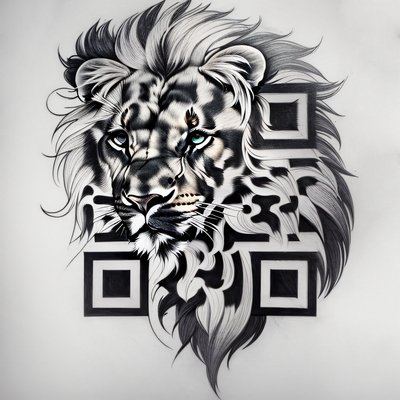Fierce Lion Tattoo QR Code for Temporary Tattoos
