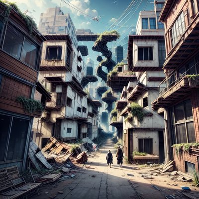 Overgrown Post Apocalyptic City QR Code for Posters