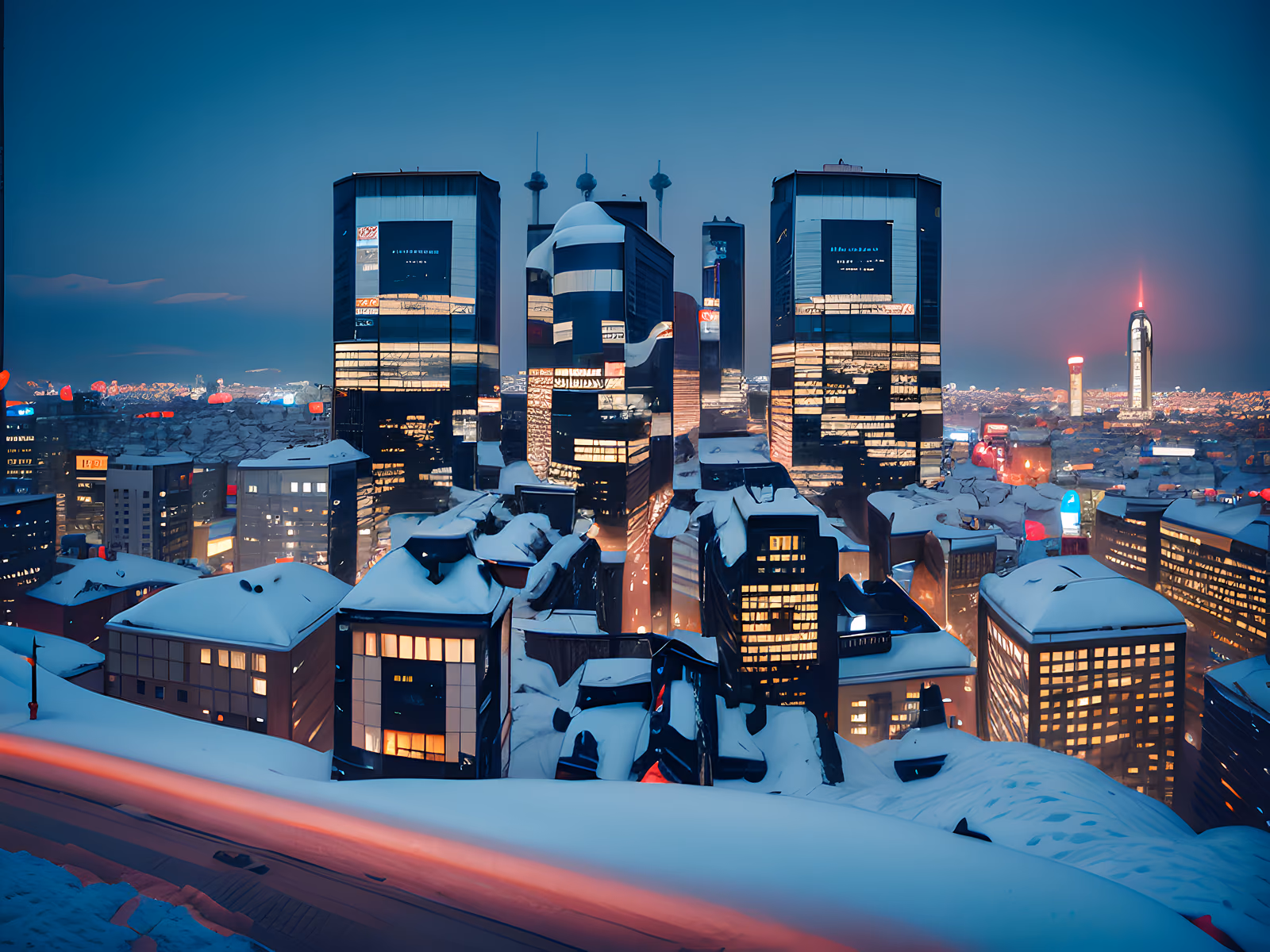 Заснеженный ночной город: фотографический QR-код — изображение 1