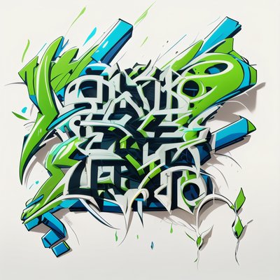 Green Blue Graffiti Lettering Symbol QR Code for Apparel