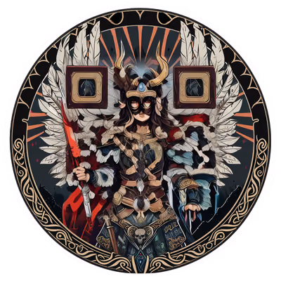 Winged Valkyrie Warrior Vector QR Code for Stickers — image 1