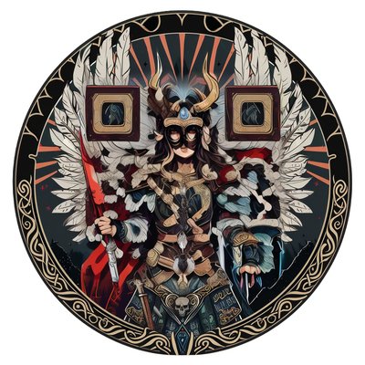 Winged Valkyrie Warrior Vector QR Code for Stickers