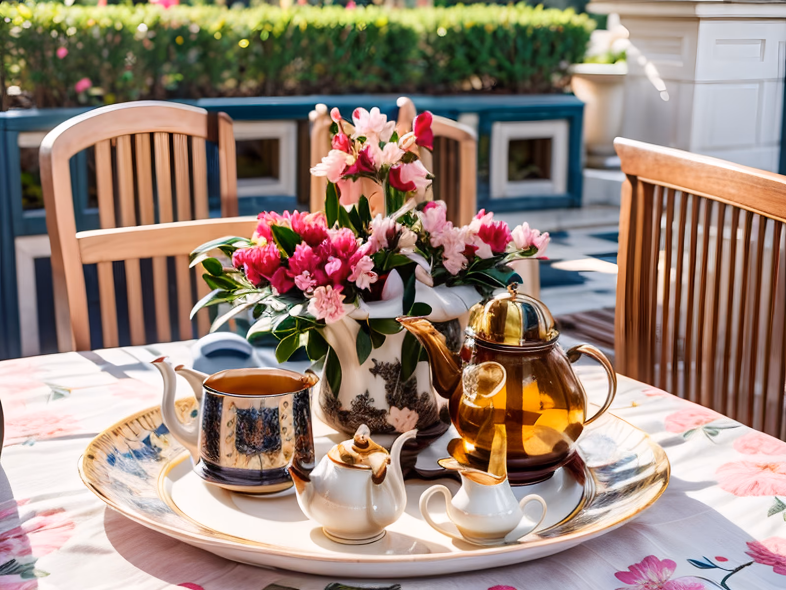 Garden Tea Table Flowers Photo QR Code for Table Tents — image 1