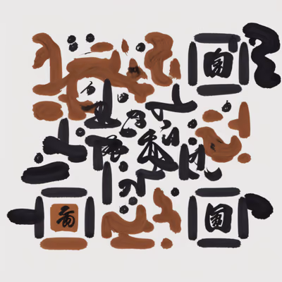 Sumi-e Calligraphy Brushstroke QR Code Art — image 1