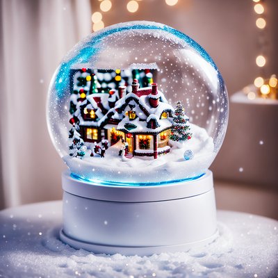 Рождественская деревня в снежном шаре: QR-код для открыток